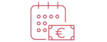 CALENDARIO Icono de calendario con un símbolo de verificación en rojo.